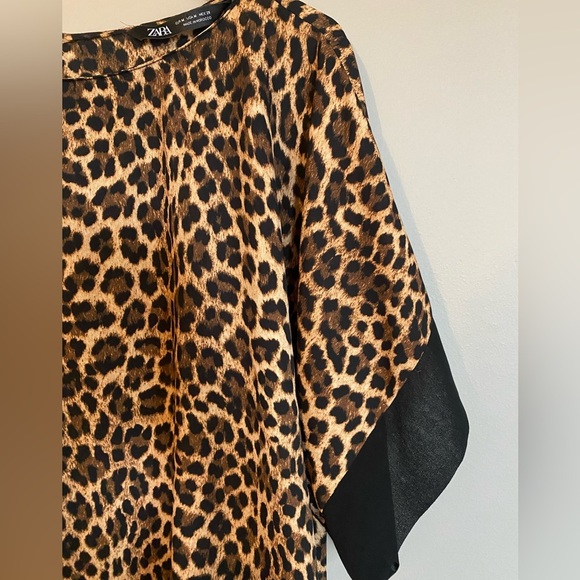Zara Leopard Print Blouse High Low Size M - Picture 2 of 9